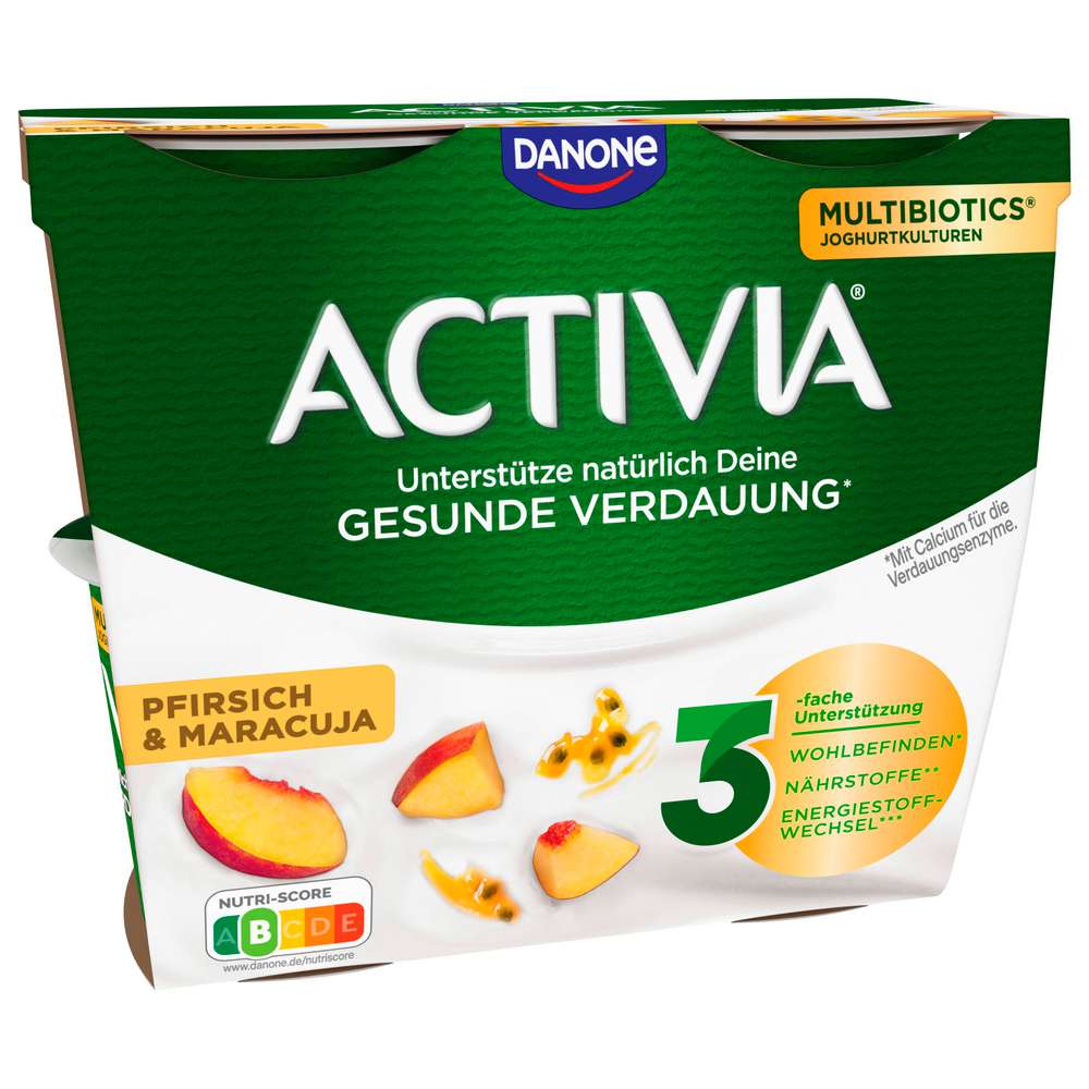 Produktabbildung Activia Fruchtjoghurt Pfirsich/Maracuja, 4x115 g