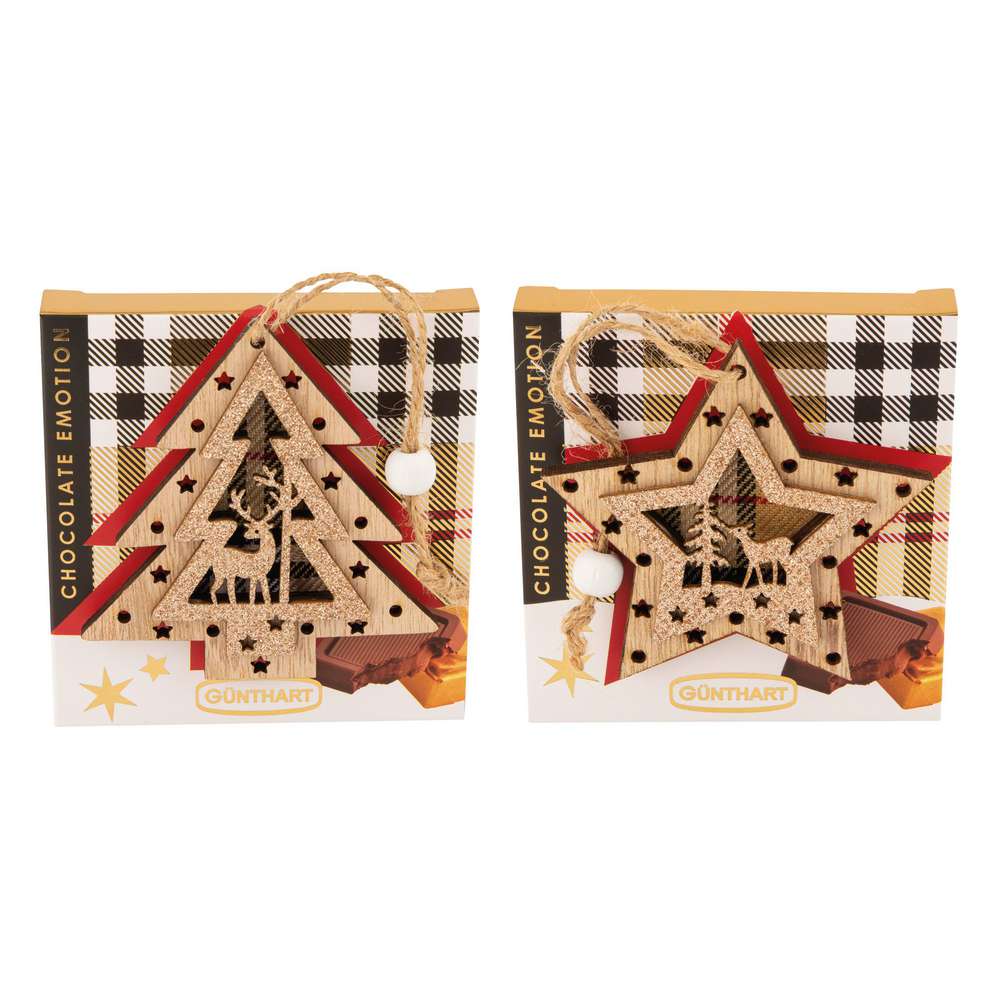 Produktabbildung Günthart Schoko-Präsent mit Holzdekoration, srtiert