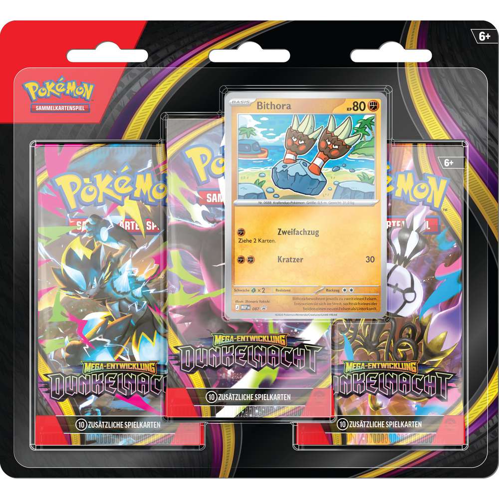 Produktabbildung Pokémon Mega Entwicklung Dunkelnacht 3-Pack-Blister 