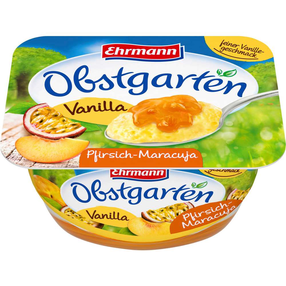 Produktabbildung Ehrmann Obstgarten Fruchtquark Vanilla, Pfirsich-Maracuja