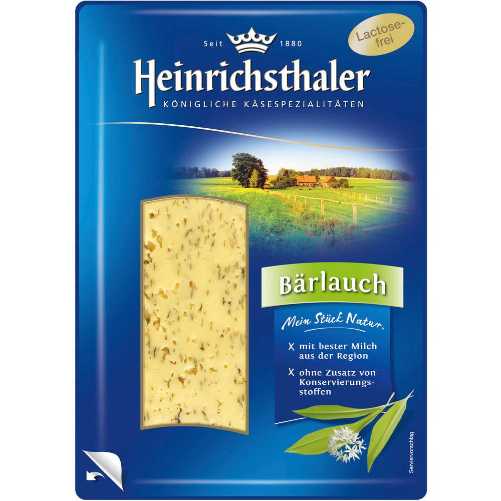 Produktabbildung Heinrichsthaler Käsescheiben, Bärlauchkäse
