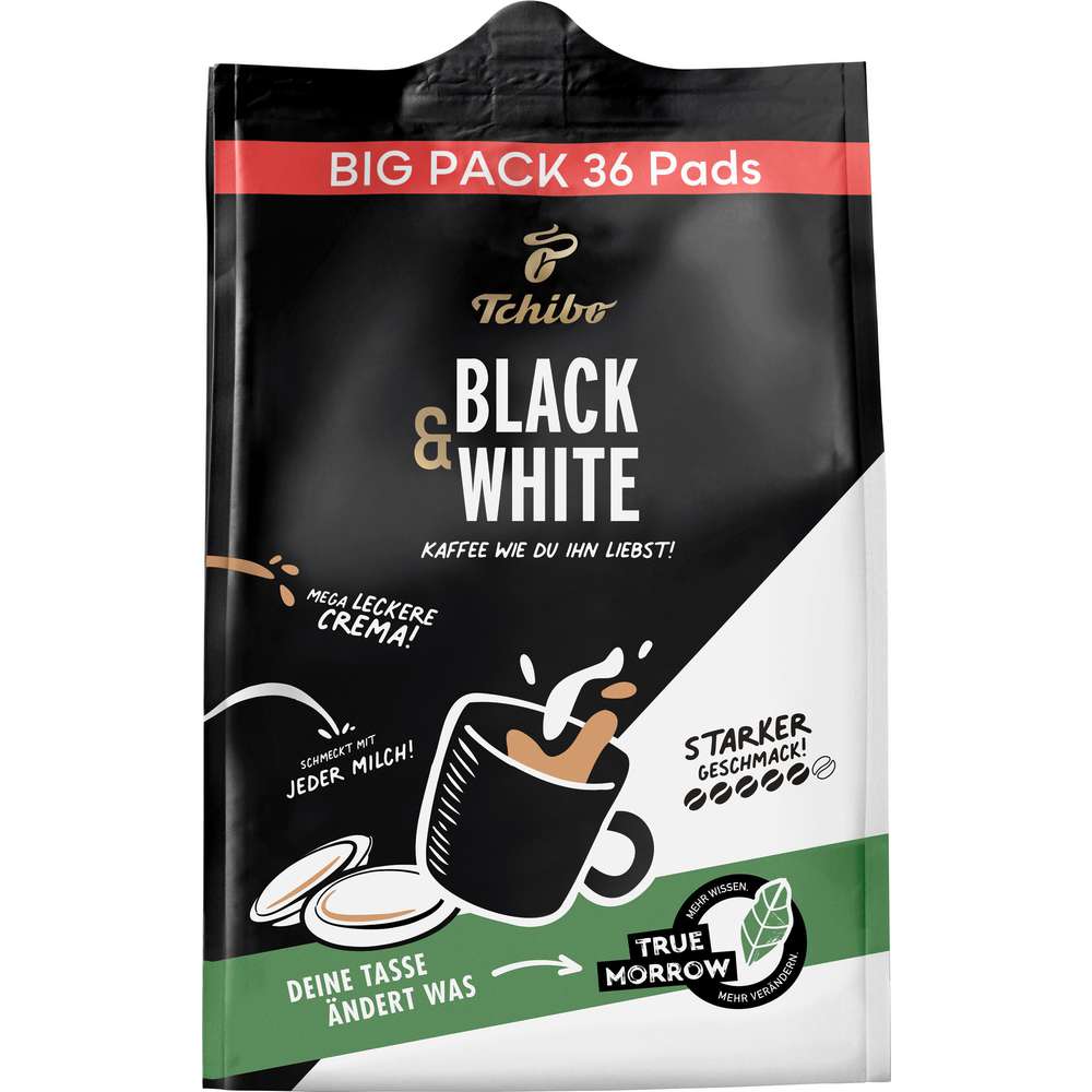 Produktabbildung Tchibo Kaffee Pads, Black 'n White 36er