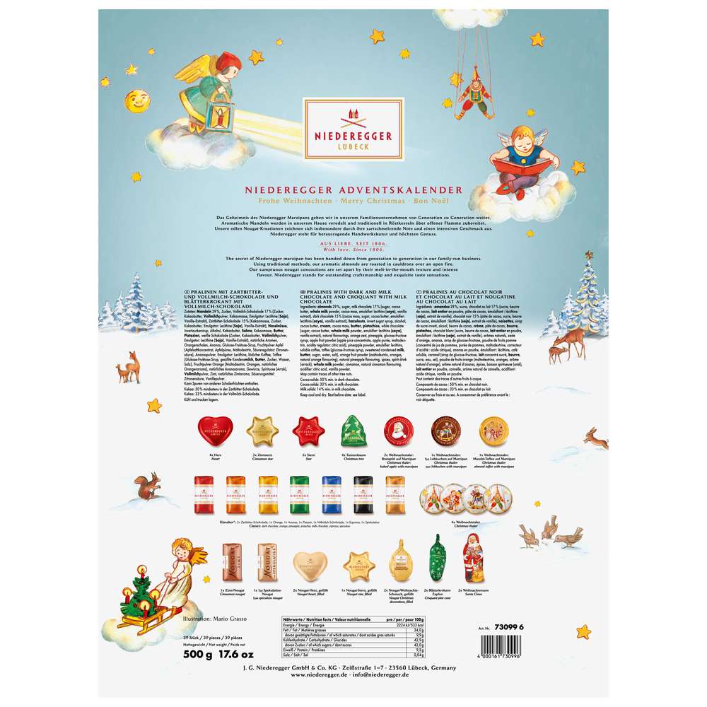 Produktabbildung Niederegger Adventskalender Pralinen, Weihnachtsmann