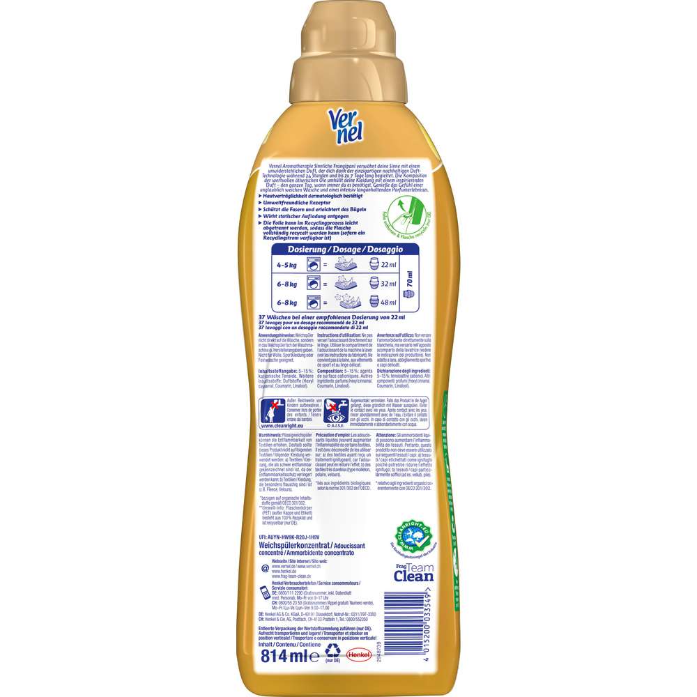 Produktabbildung Vernel Weichspüler Aroma Therapie, Frangipani