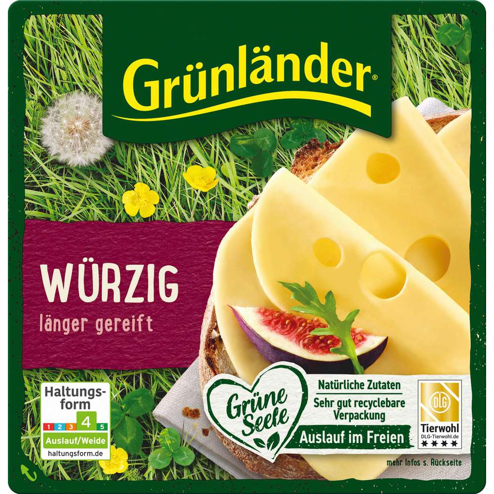 Produktabbildung Grünländer Käsescheiben Würzig