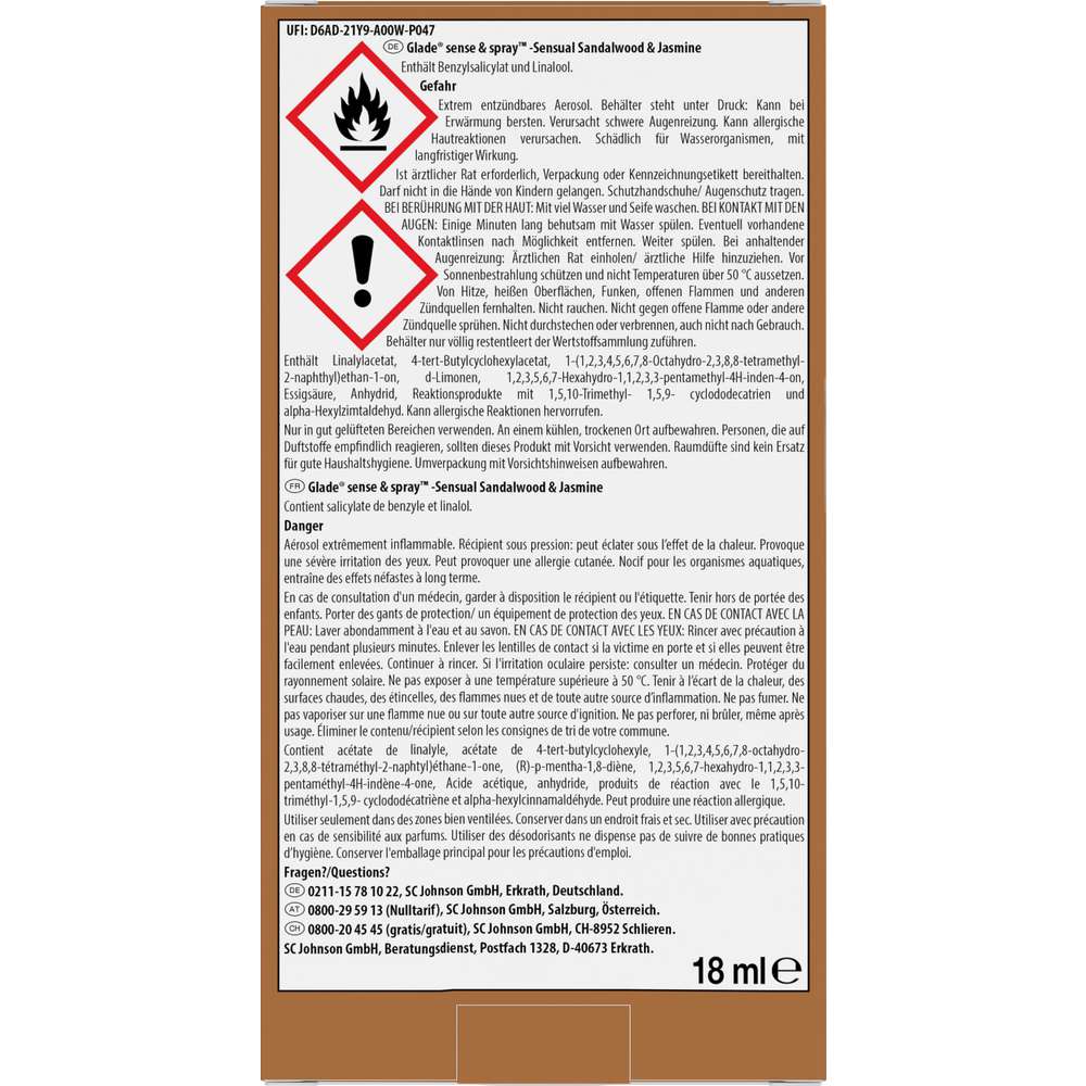 Produktabbildung Glade Lufterfrischer Sense & Spray Original, Sensual Sandalwood & Jasmine