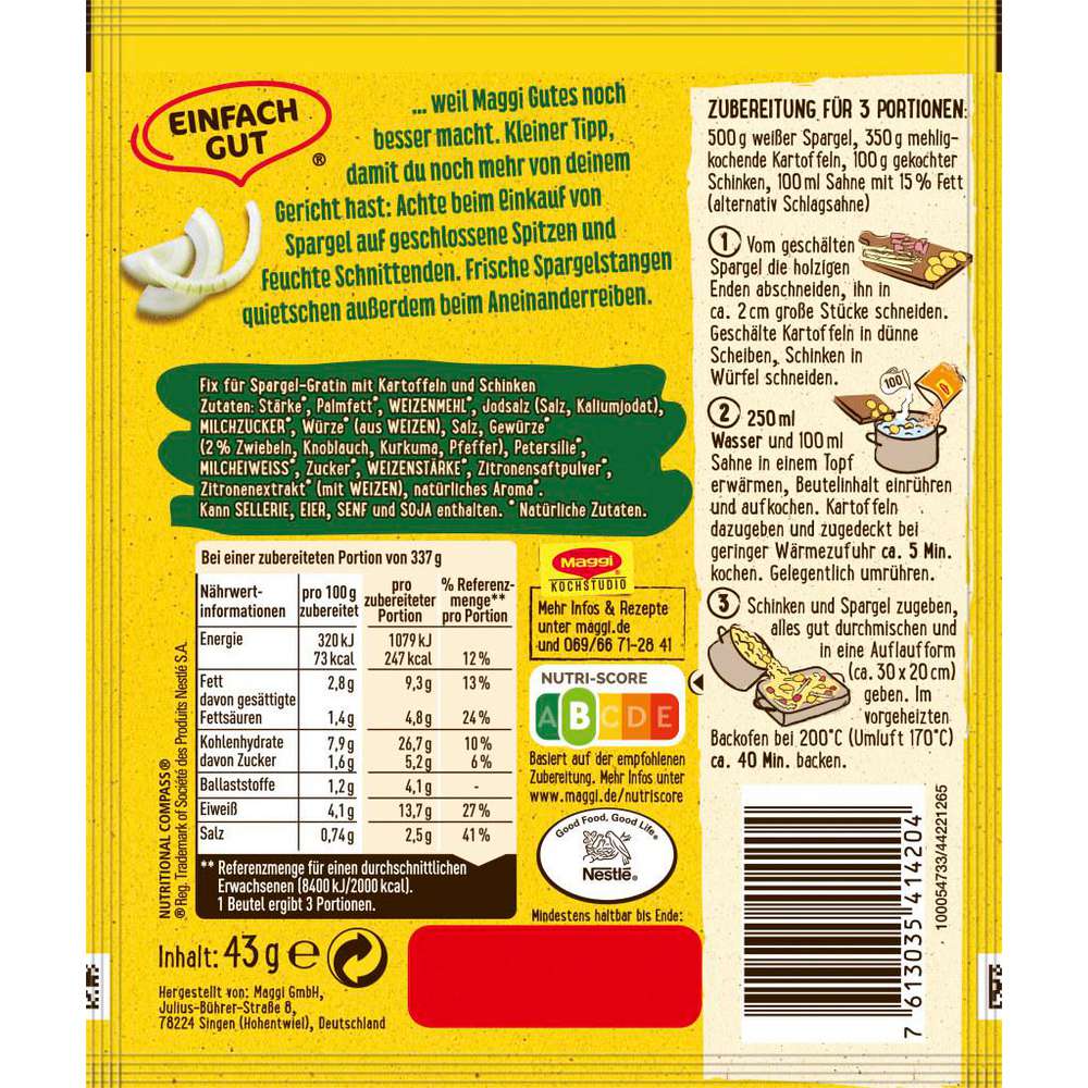 Produktabbildung Maggi Maggi-Fix, Spargel-Gratin