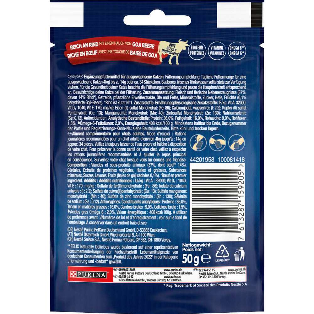 Produktabbildung Felix Katzen-Snack Rind