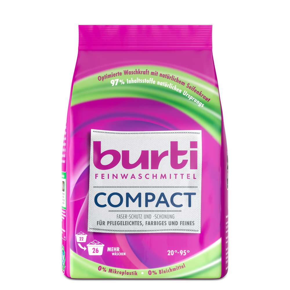Produktabbildung burti Fein-Waschmittel, Pulver Compact, für pflegeleichte, farbige & feine Textilien