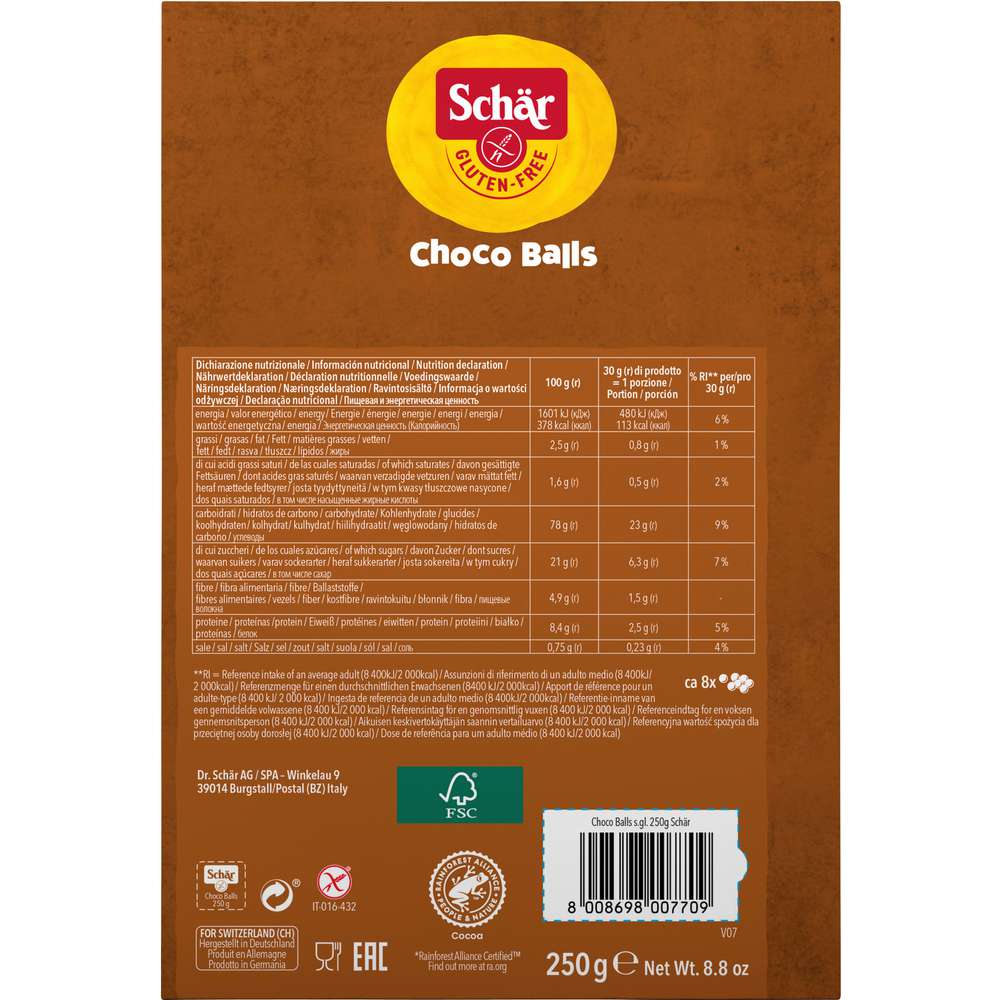 Produktabbildung Schär Kakao-Cerealien Choco Balls