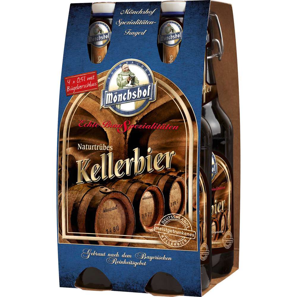 Produktabbildung Mönchshof Kellerbier, naturtrüb 5,4 % (4x 0,500 Liter)