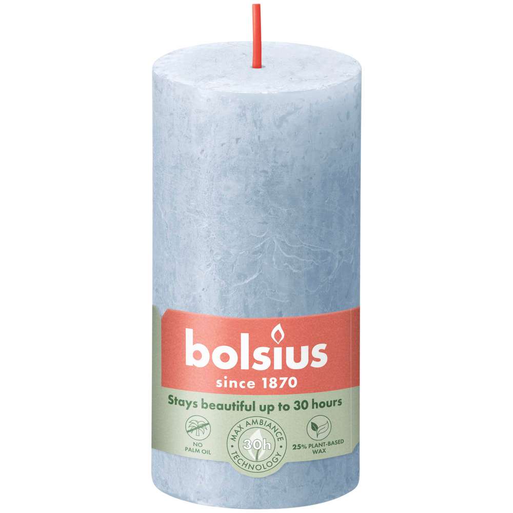 Produktabbildung Bolsius Stumpenkerze Rustik, Himmelblau 100x50 mm
