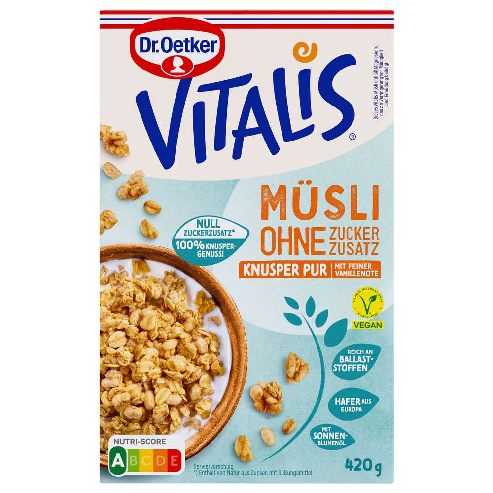 Produktabbildung Dr. Oetker Knusper-Müsli Vitalis, ohne Zuckerzusatz