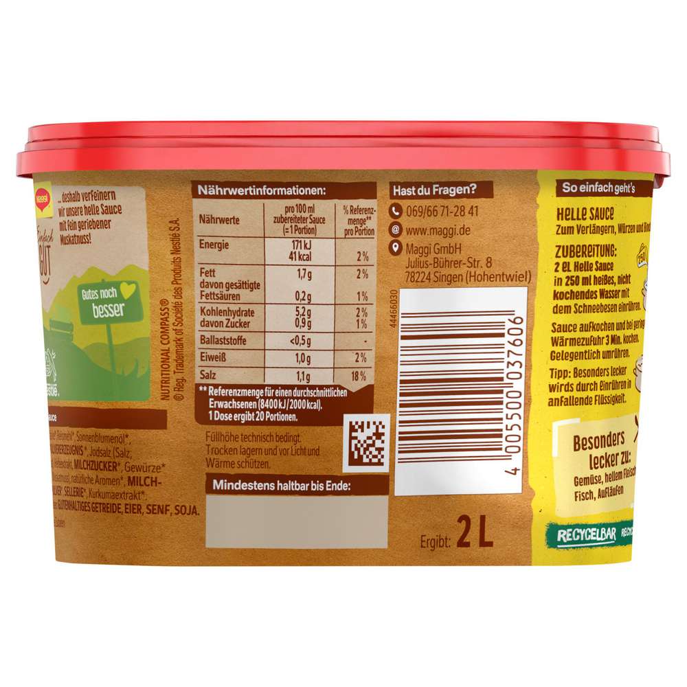 Produktabbildung Maggi Gewürzmischung, Helle Soße