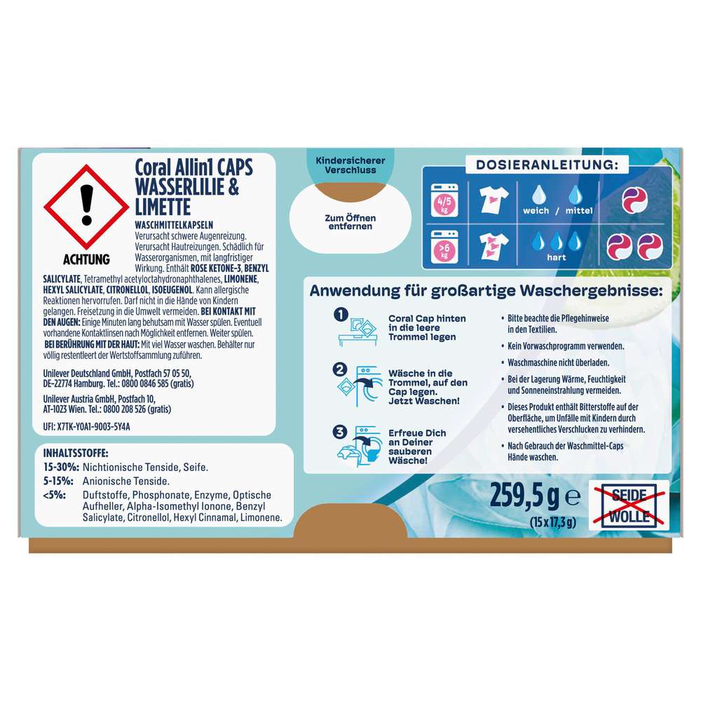 Produktabbildung Coral Color-Waschmittel Caps All in 1, Wasserlilie
