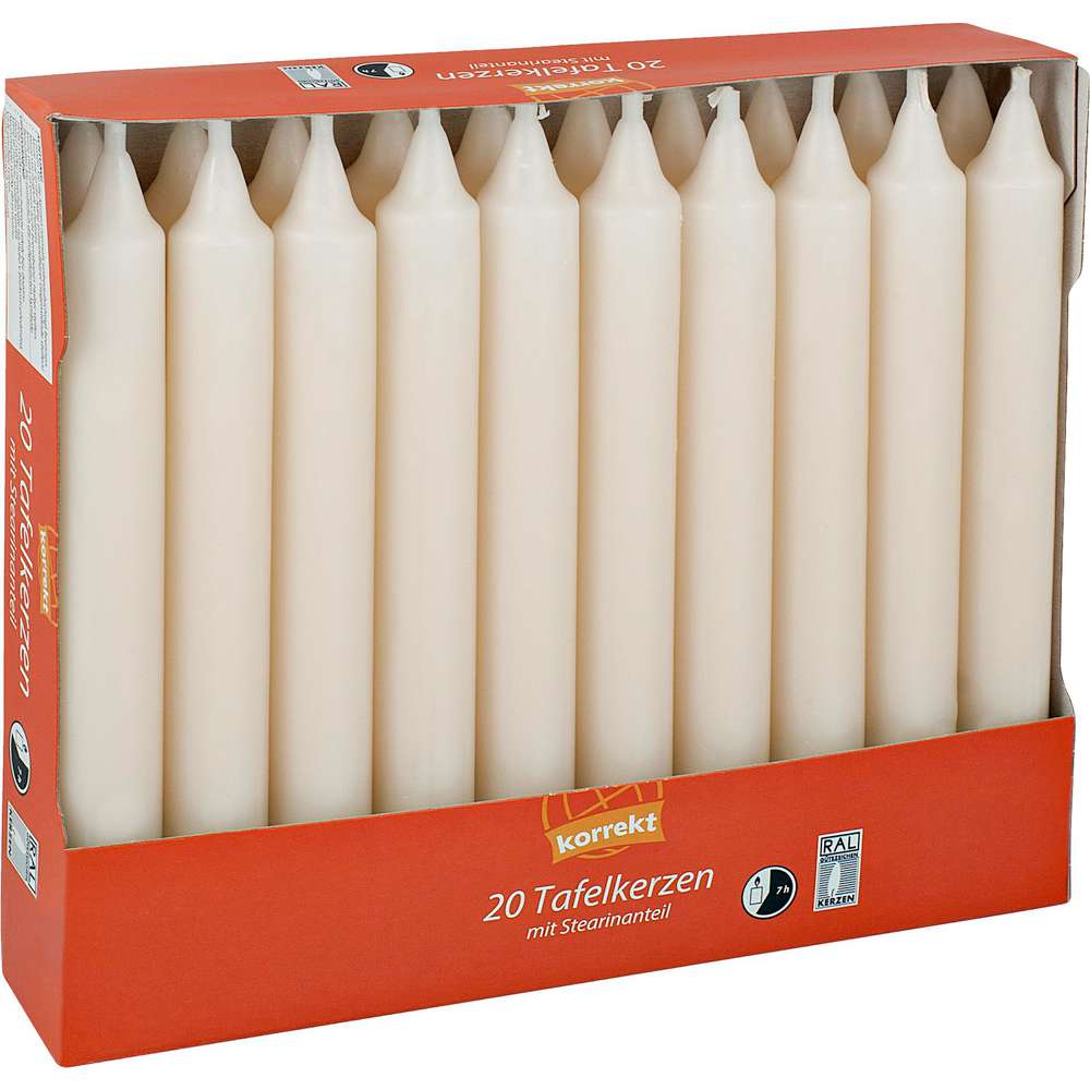 Produktabbildung korrekt Tafelkerzen, creme, 20 Stück