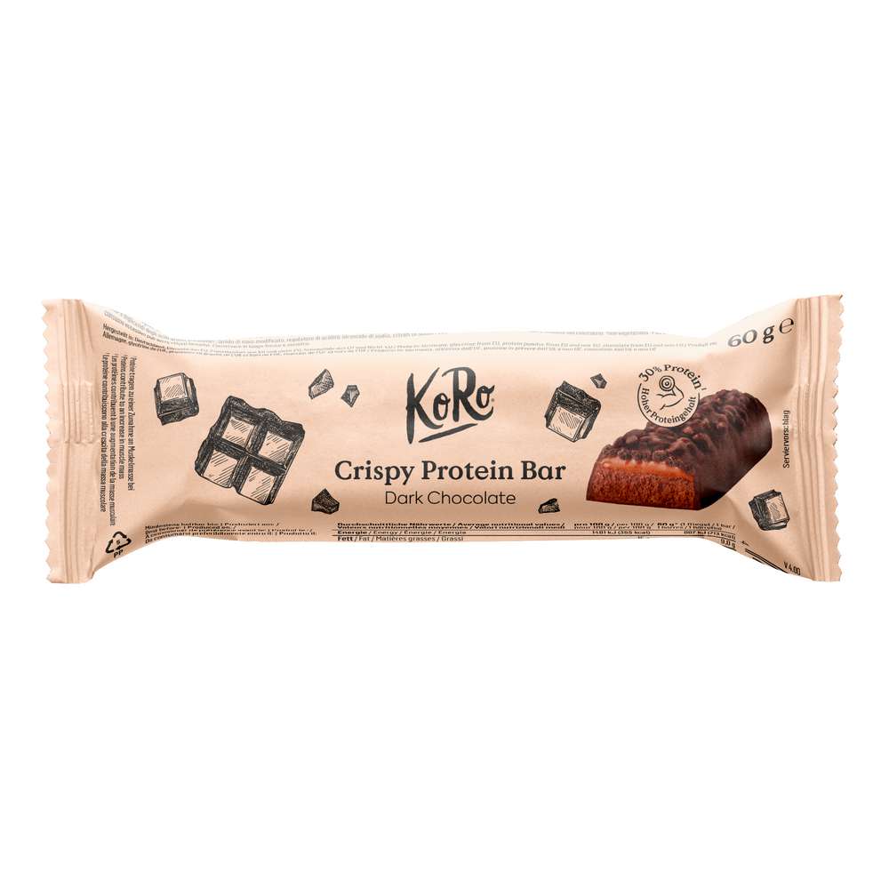 Produktabbildung KoRo Crispy Protein Riegel Berta Dark Chocolate