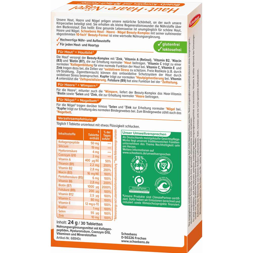 Produktabbildung Schaebens Haut/Haare/Nägel Beauty-Komplex, Tabletten