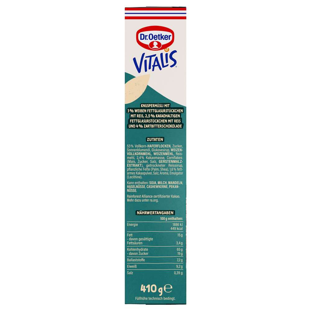 Produktabbildung Dr. Oetker Vitals Knusper Müsli Vegan, Triple Chunks
