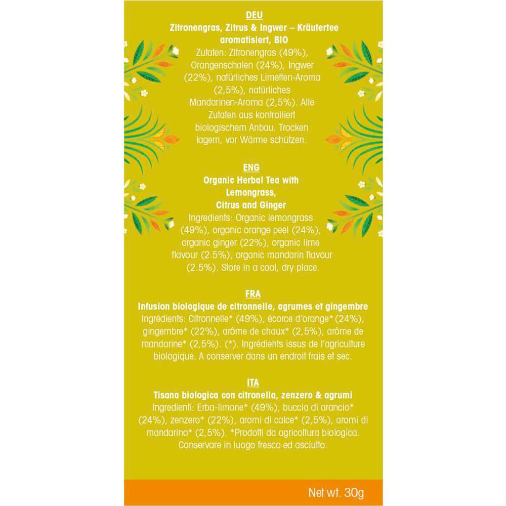 Produktabbildung English Tea Shop Bio Tee Organic, Zitronengras, Zitrus & Ingwer