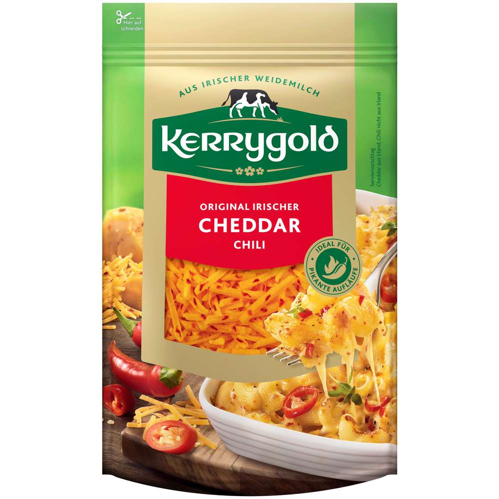 Produktabbildung Kerrygold Reibekäse, Cheddar Chili