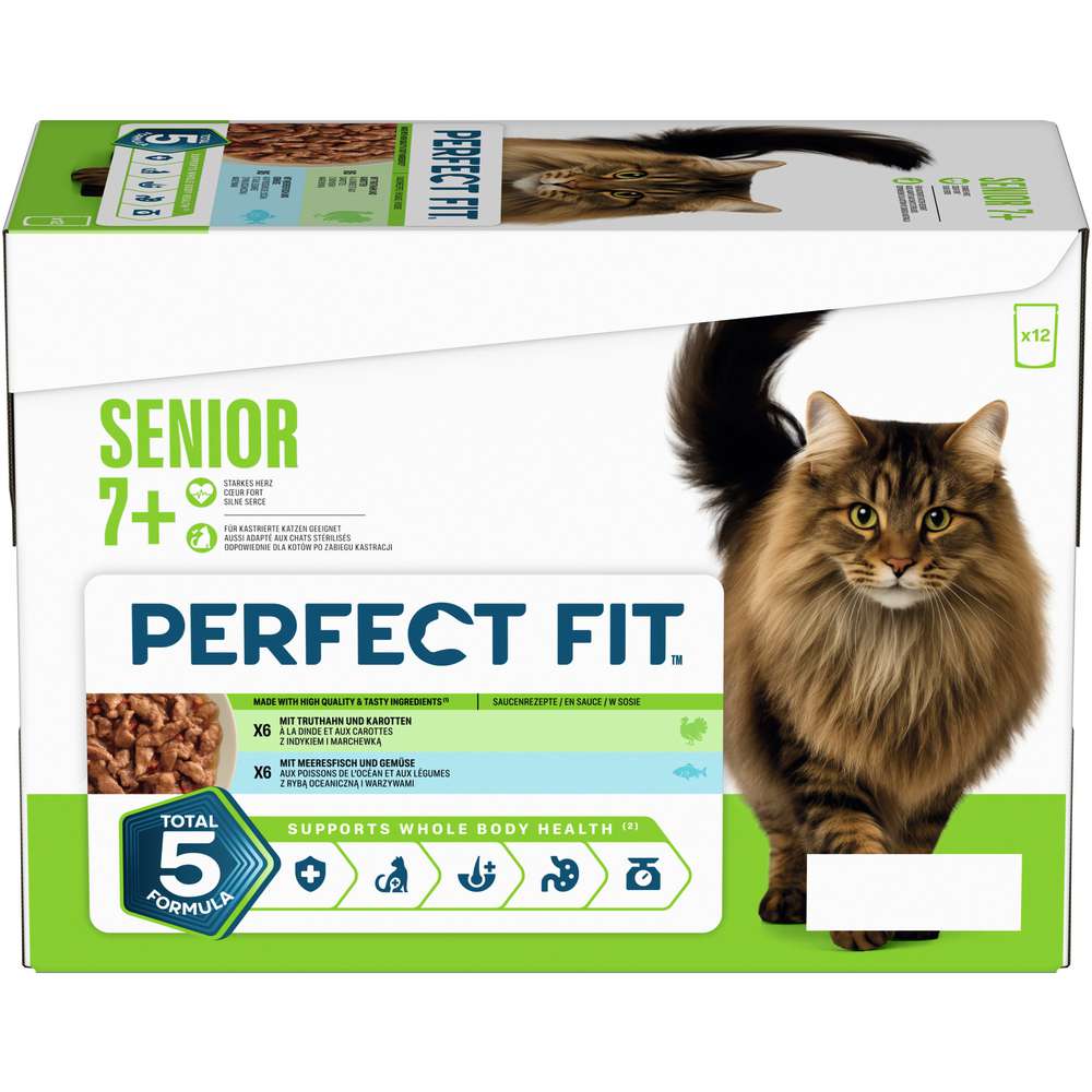 Produktabbildung Perfect Fit Katzen-Nassfutter Senior, Truthahn/Fisch