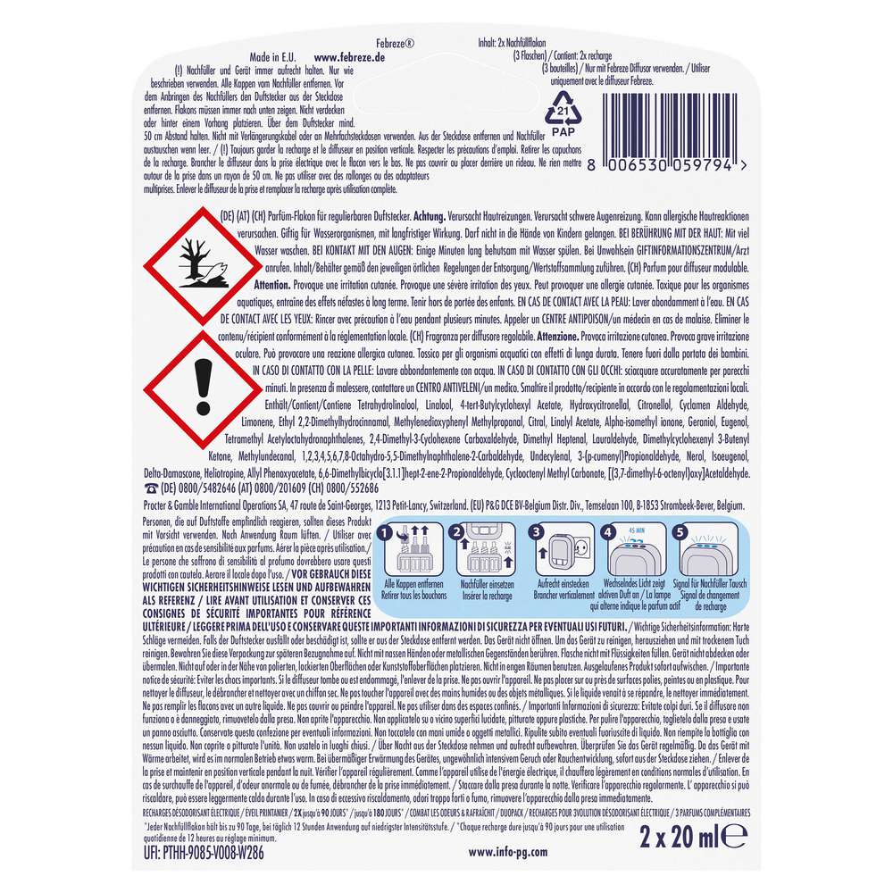 Produktabbildung Febreze Duftstecker 3 Volution, Nachfüller, Aprilfrisch