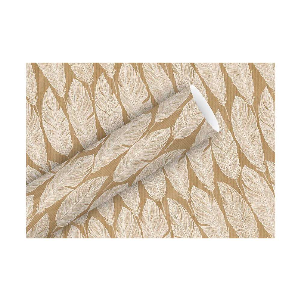 Produktabbildung Braun+Company Geschenkpapier, Kraft Feathers, 2mx70cm