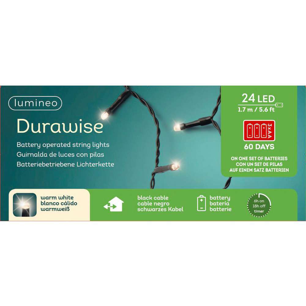 Produktabbildung Lumineo Durawise Lichterkette batteriebetrieben, 24 LED