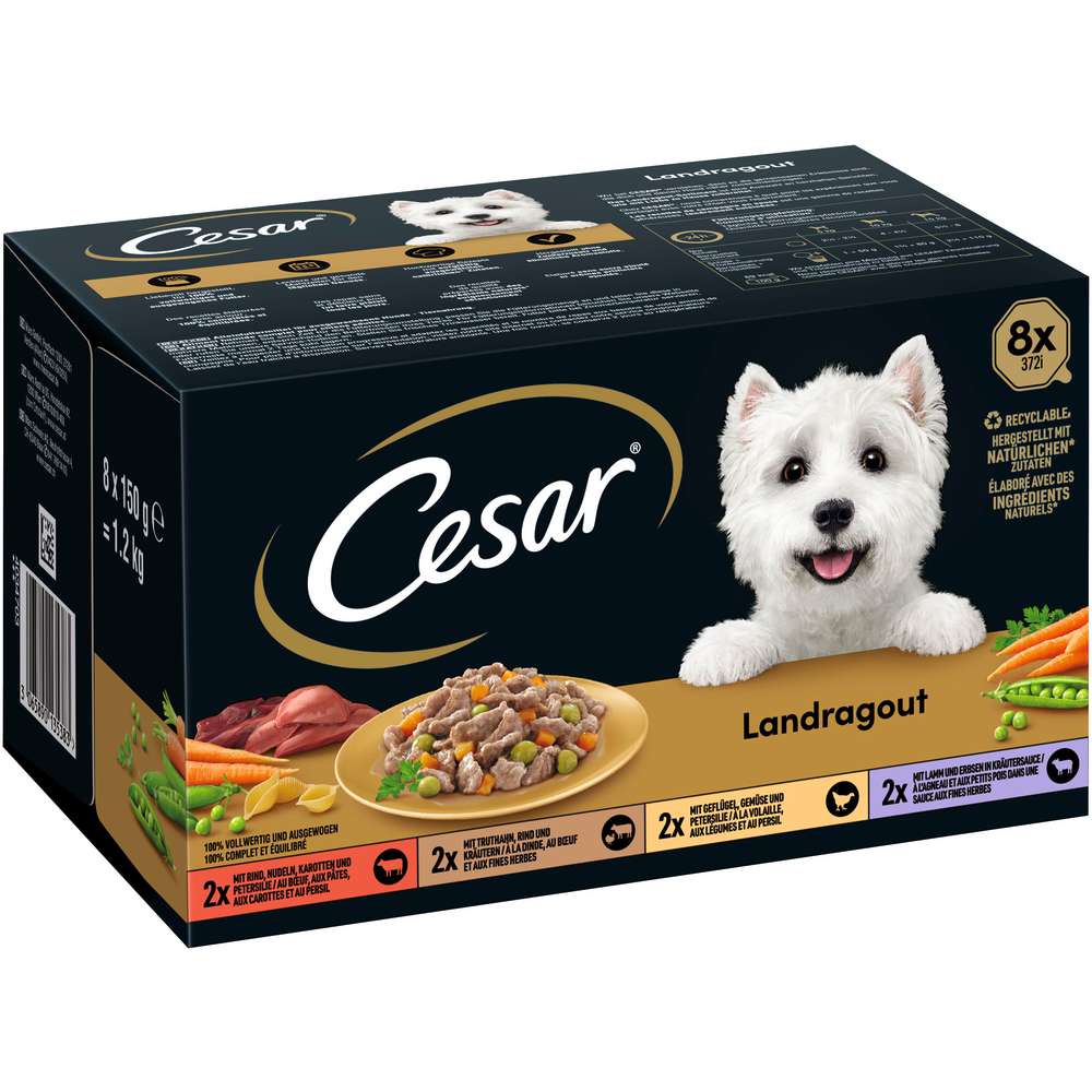 Produktabbildung Cesar Hunde-Nassfutter, Landragout Vielfalt Sauce