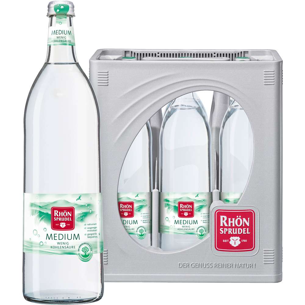 Produktabbildung Rhön Sprudel Mineralwasser, Medium (6x 1,000 Liter)