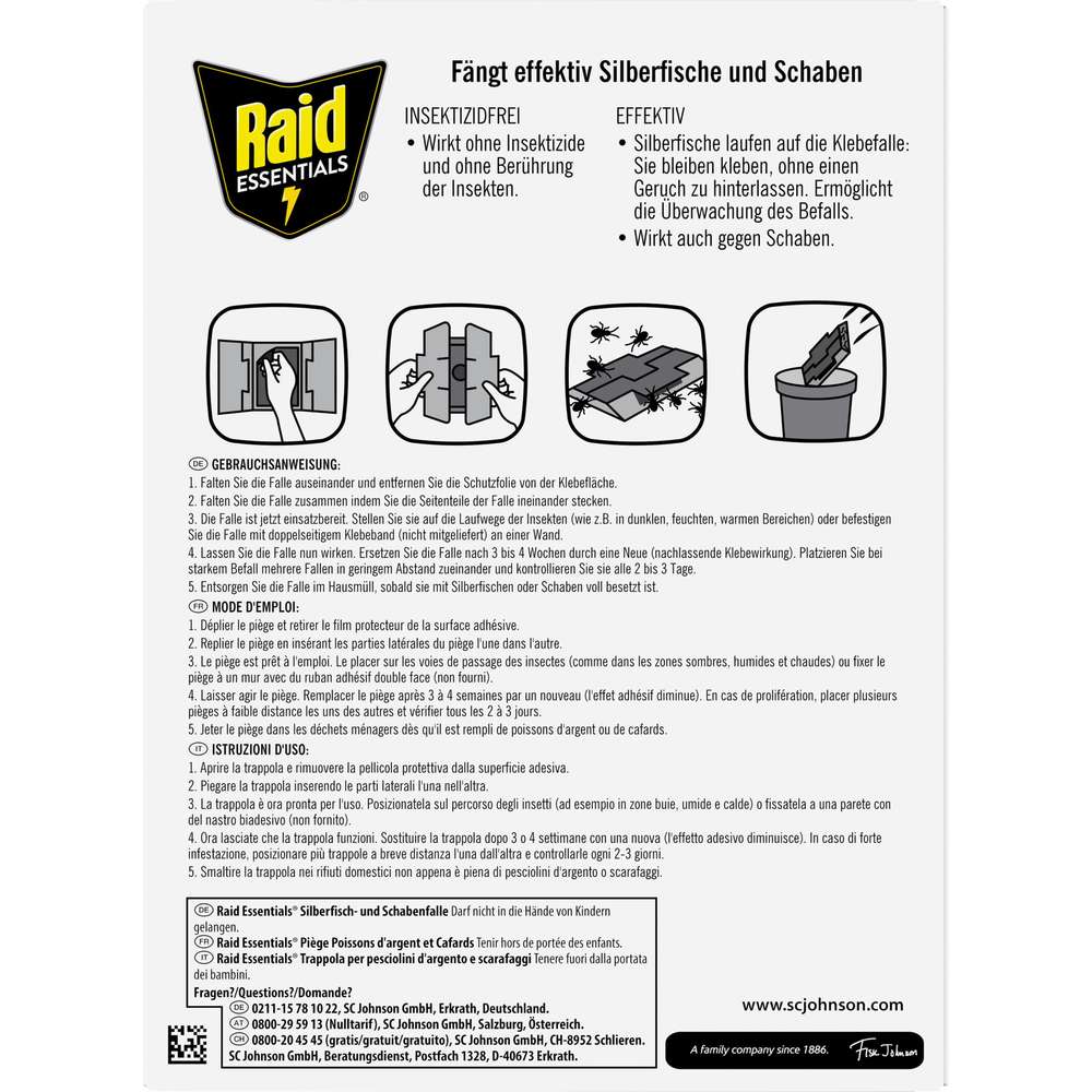 Produktabbildung Raid Essentials Silberfisch-/Schabenfalle