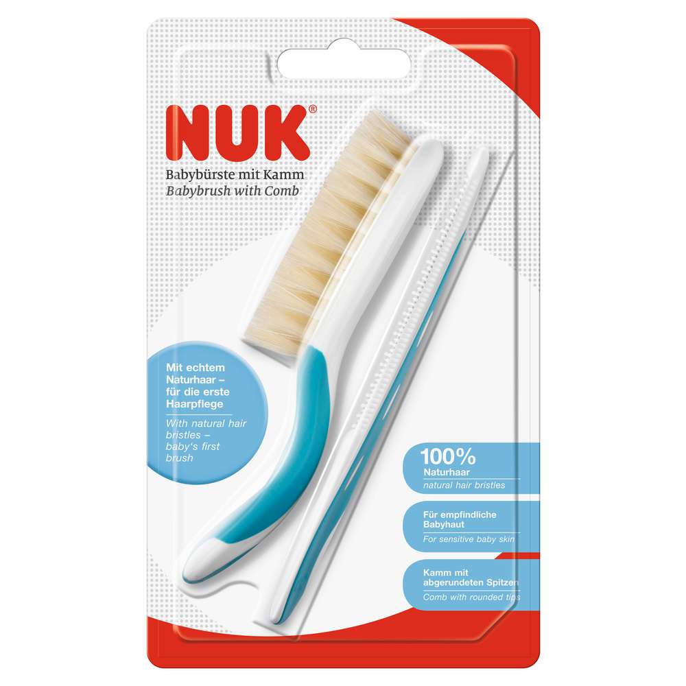 Produktabbildung Nuk Baby-Bürste mit Kamm, 100% Naturhaar
