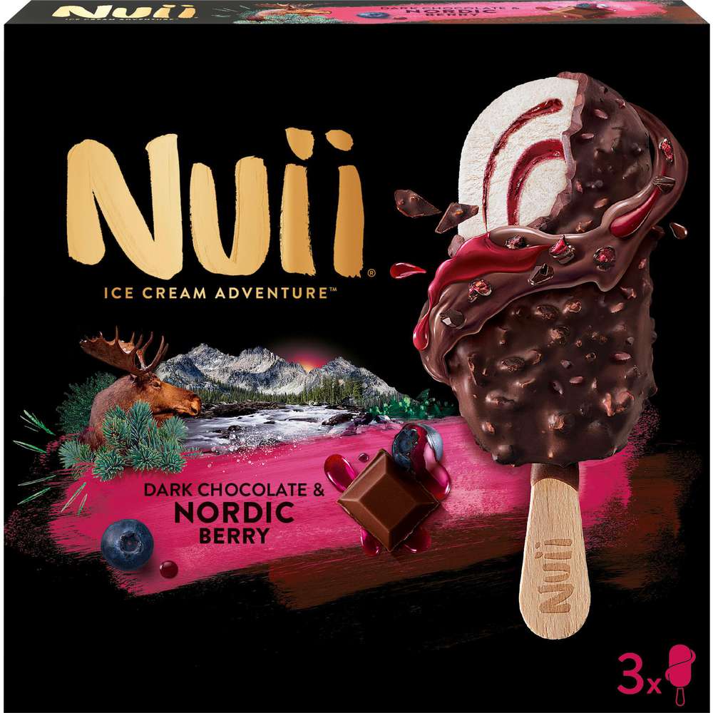 Produktabbildung Nuii Stiel-Eis, Dark Choc & Nordic Berry