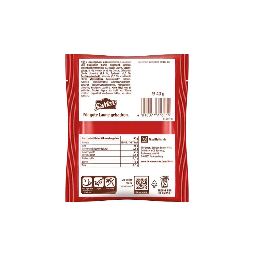 Produktabbildung Lorenz Vollkorn-Gebäck Saltletts, Pausencracker