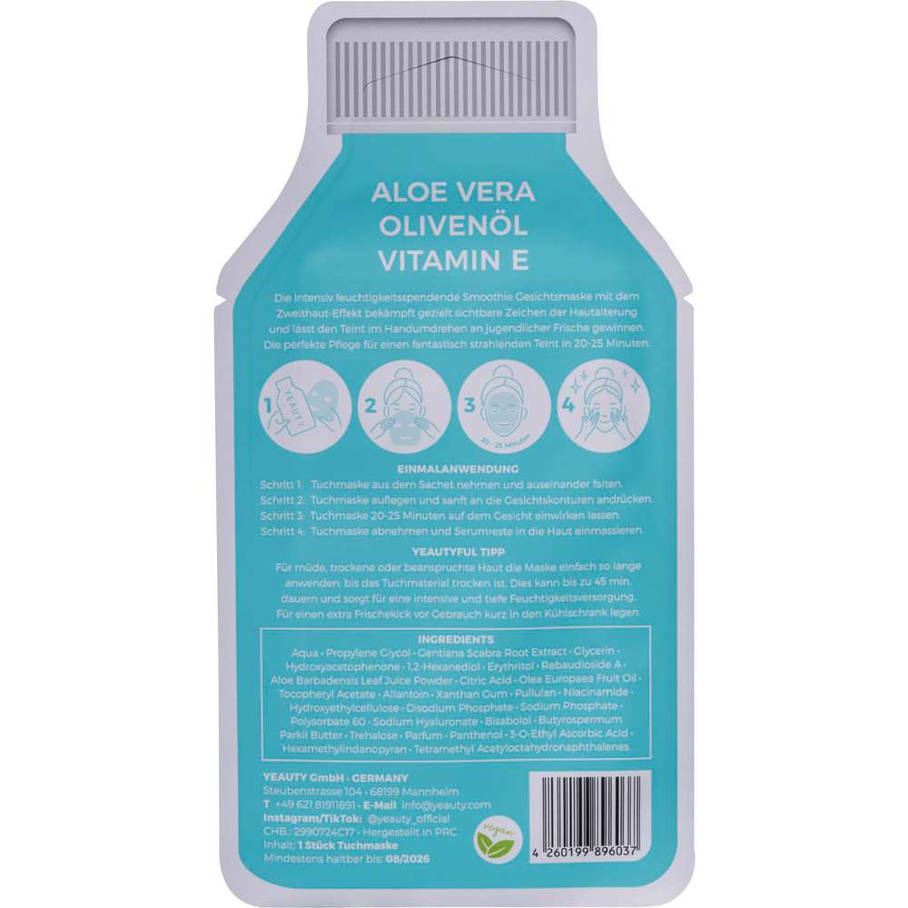 Produktabbildung Yeauty Tuchmaske, Aloe Vera-Olive Oil
