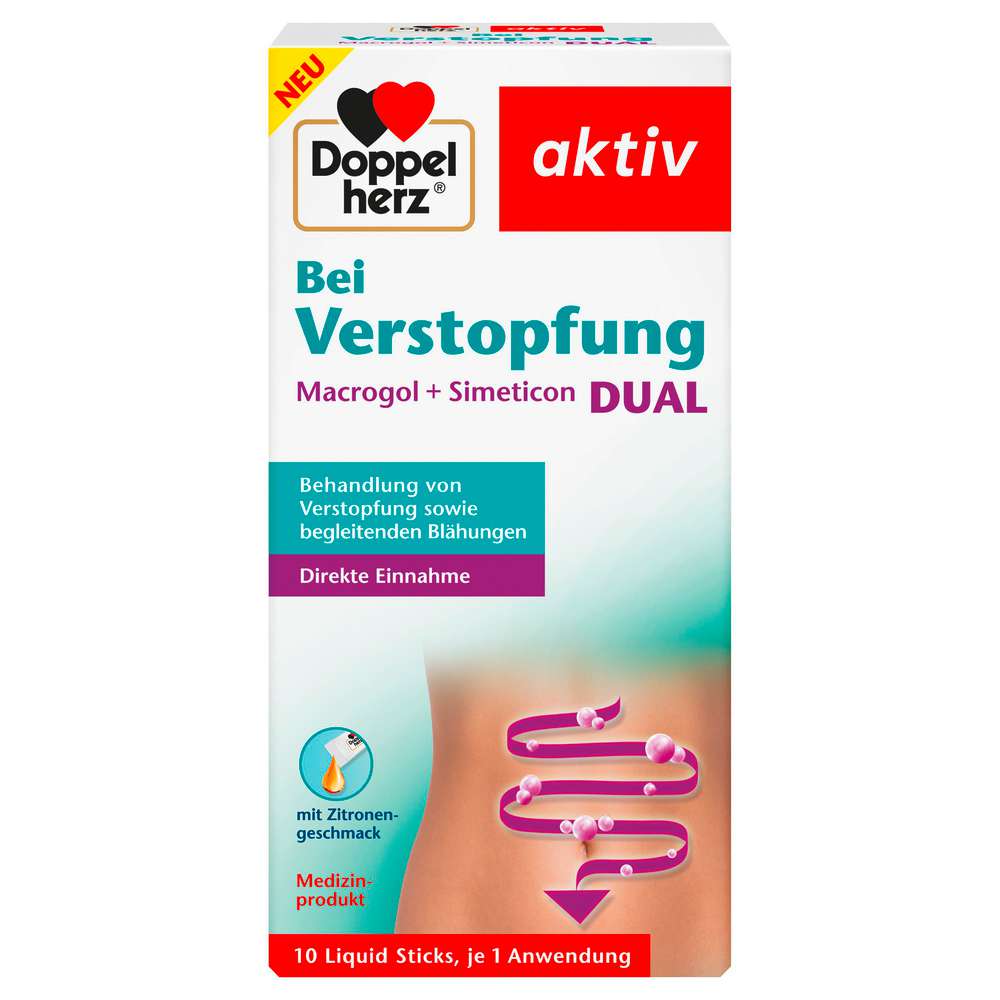 Produktabbildung Doppelherz Verstopfung Dual, Macrogol+Simeticon