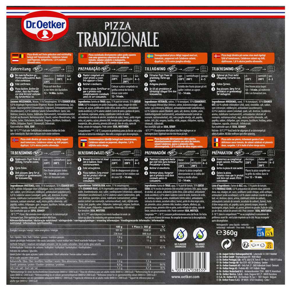 Produktabbildung Dr. Oetker Pizza Tradizionale Diavola Calabrese, tiefgekühlt