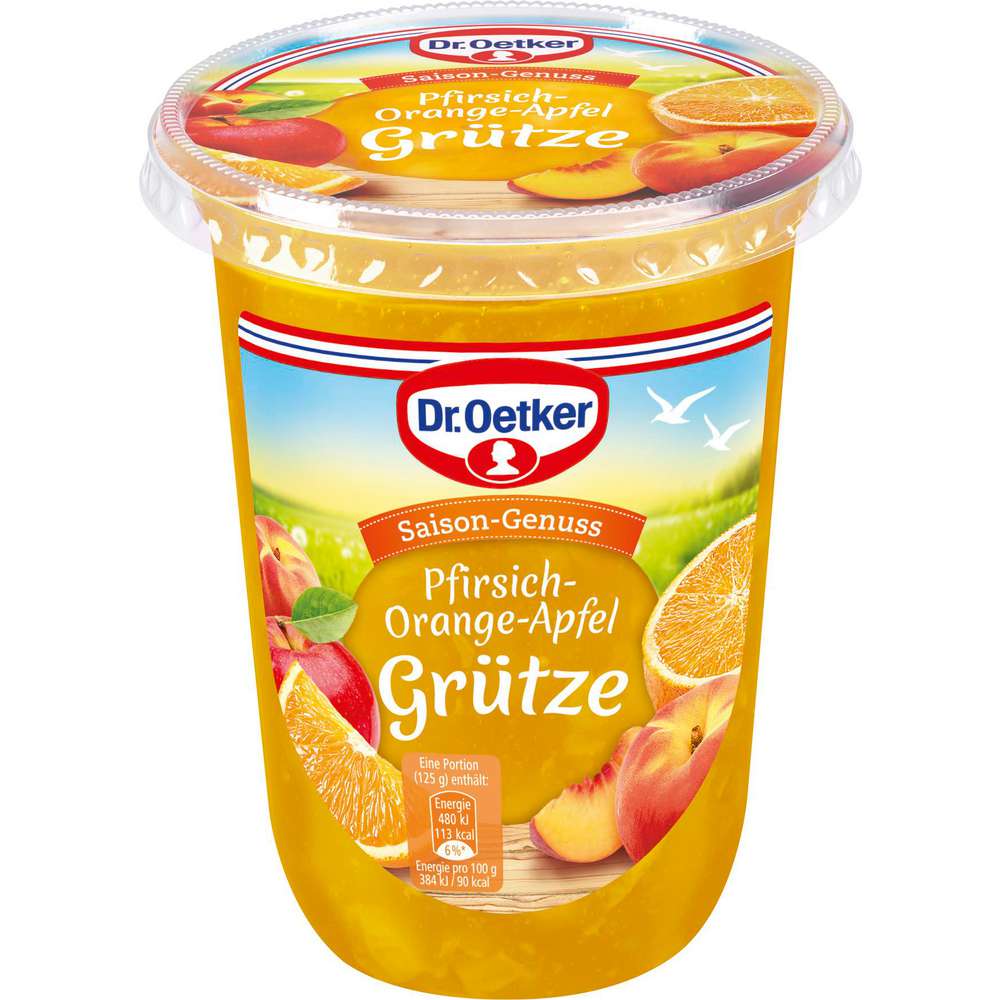 Produktabbildung Dr. Oetker Pfirsich-Orange-Apfel Grütze