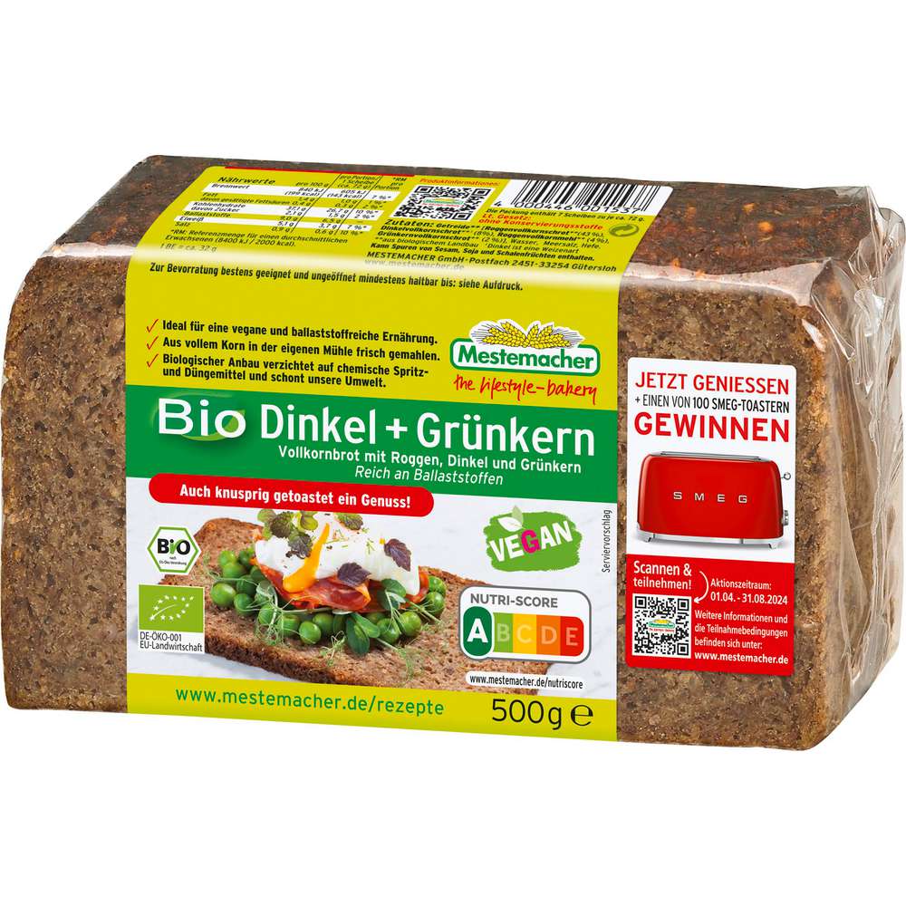 Produktabbildung Mestemacher Bio Dinkel & Grünkern-Brot