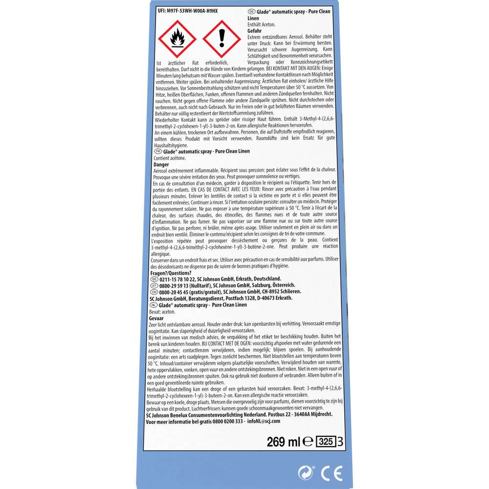 Produktabbildung Glade Lufterfrischer Automatic Spray Original, Pure Clean Linen