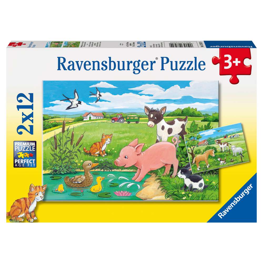Produktabbildung Ravensburger Puzzle 2x12 Teile, Tierkinder auf dem Land