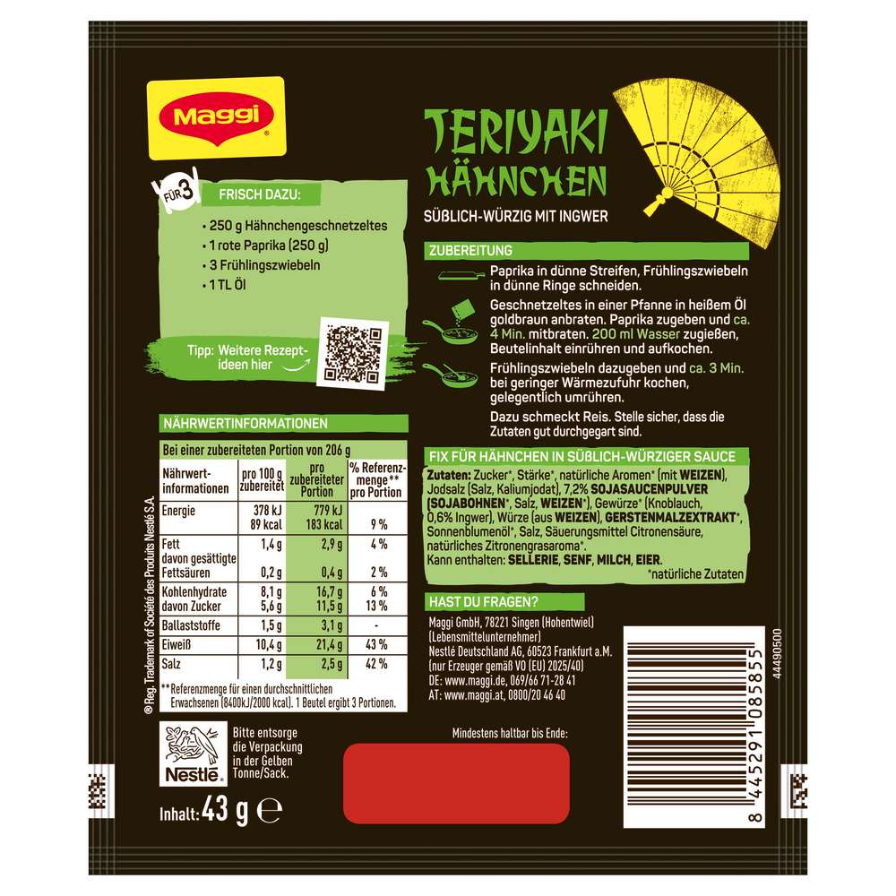 Produktabbildung Maggi Fix Würzmischung, Hähnchen Teriyaki