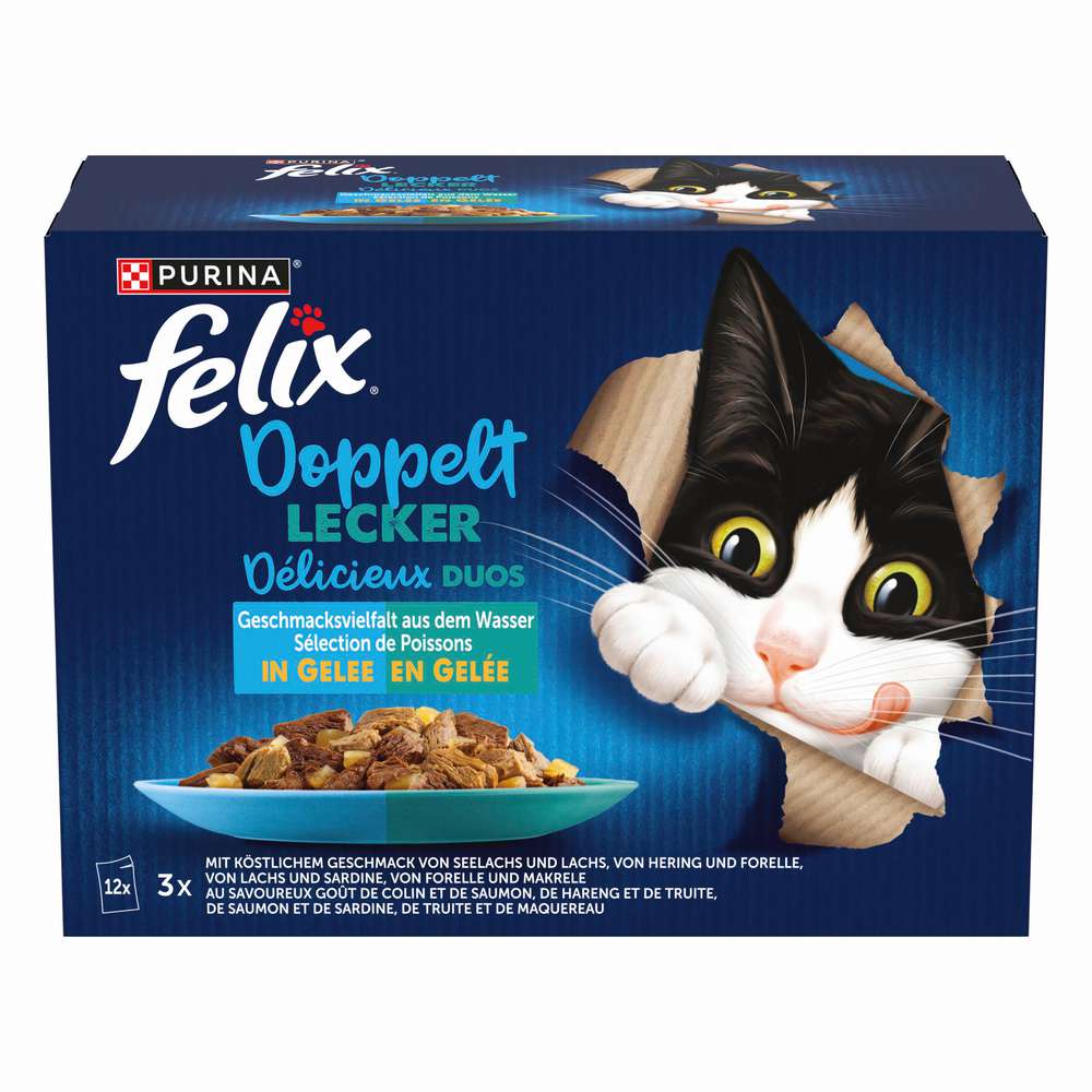Produktabbildung Purina Katzen-Nassfutter Felix, Doppelt lecker, Fischvielfalt in Gelee