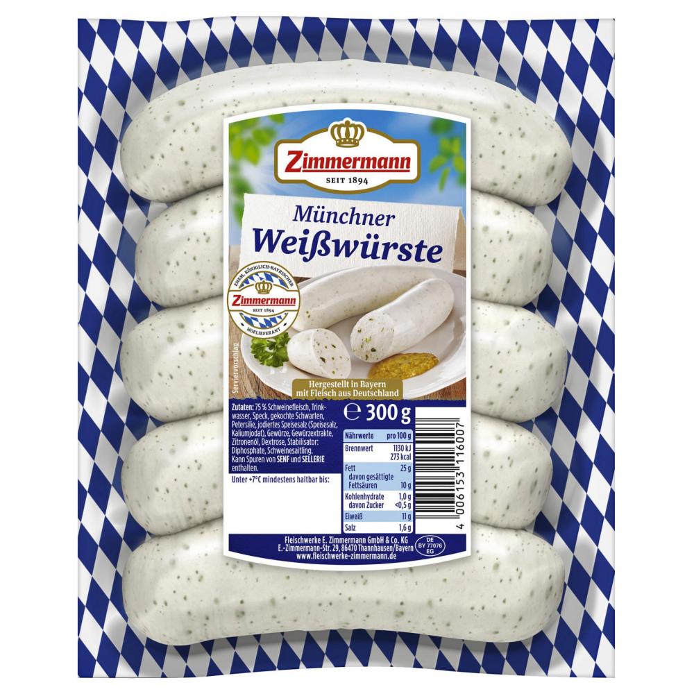 Produktabbildung keine Marke Zimmermann Münchner Weißwürste, 300 g