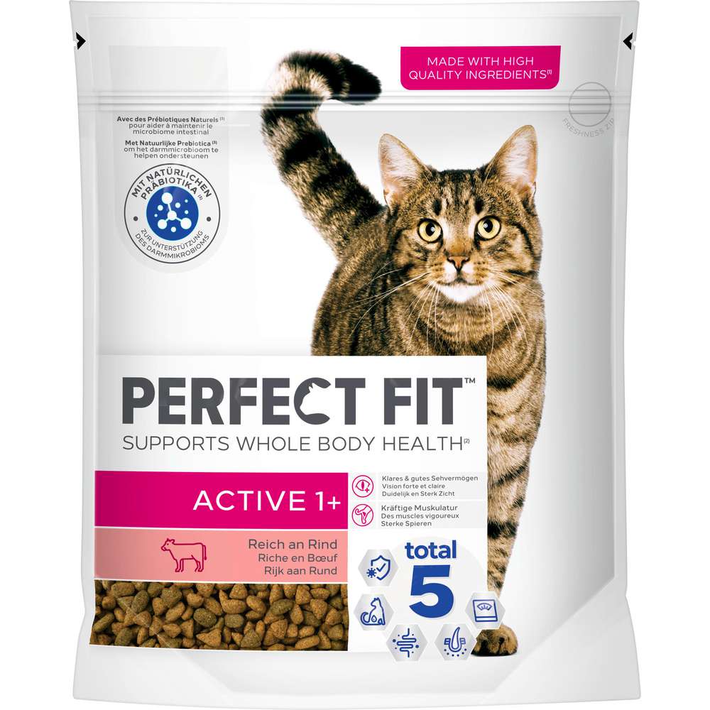 Produktabbildung Perfect Fit Katzen-Trockenfutter, Active, Rind