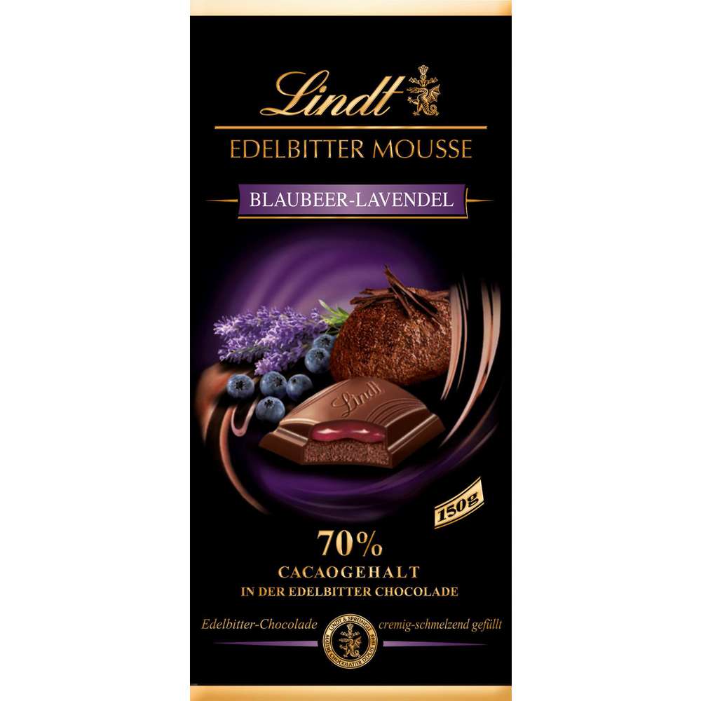 Produktabbildung Lindt Tafelschokolade Edelbitter Mousse, Blaubeer/Lavendel