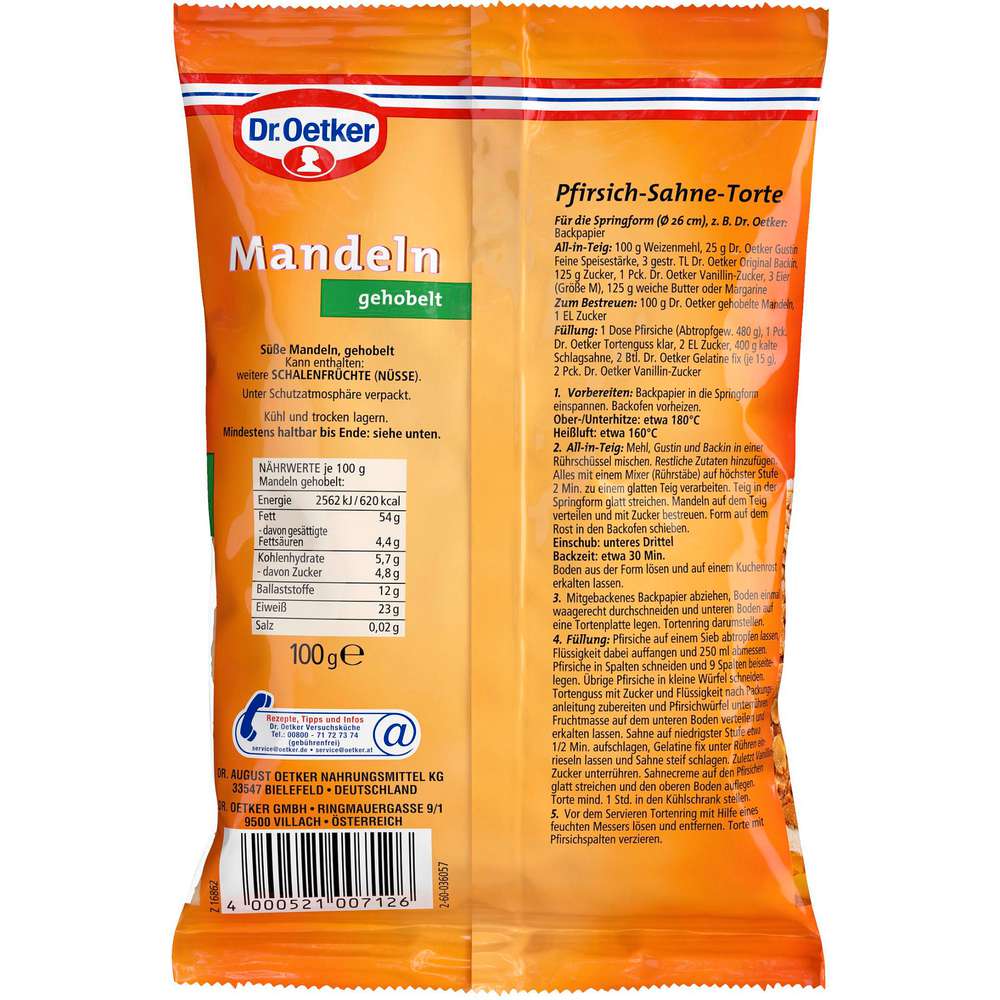 Produktabbildung Dr. Oetker Mandeln, gehobelt