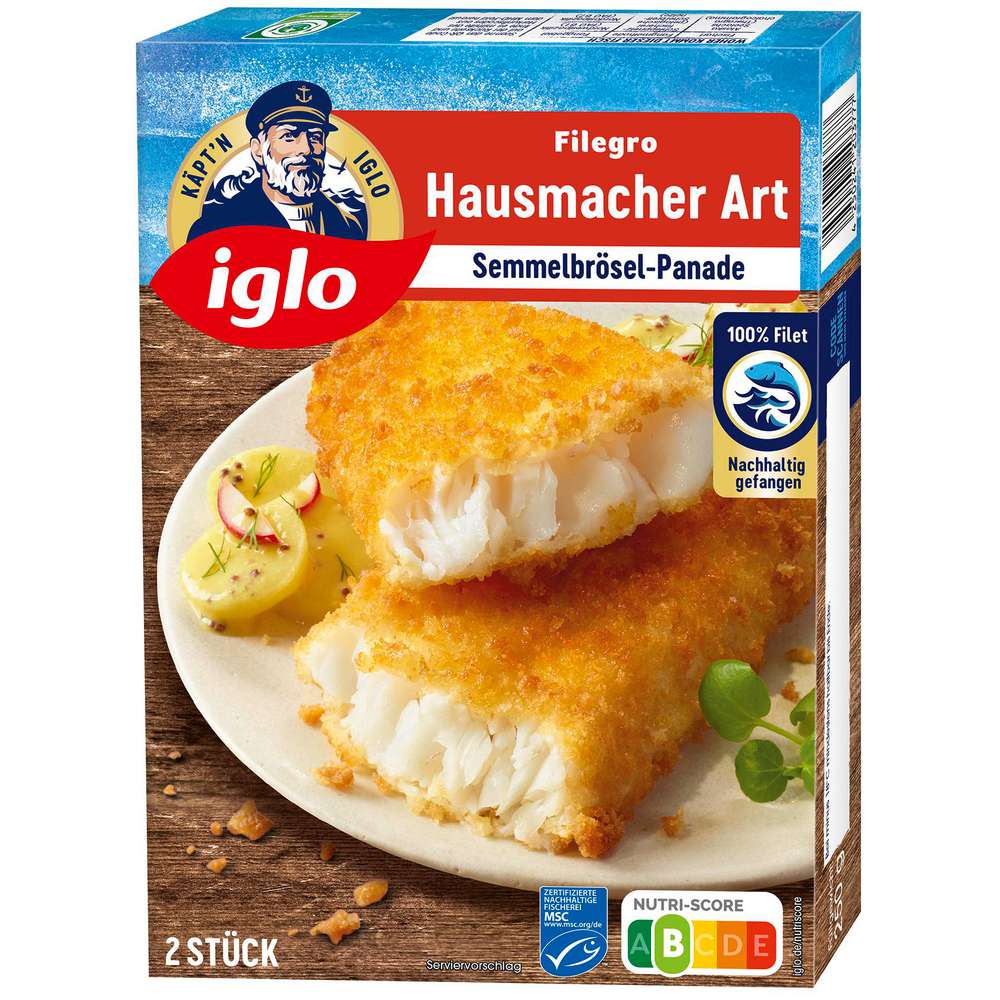 Produktabbildung Iglo Seelachsfilets Filegro Hausmacher Art Knusper-Panade, tiefgekühlt
