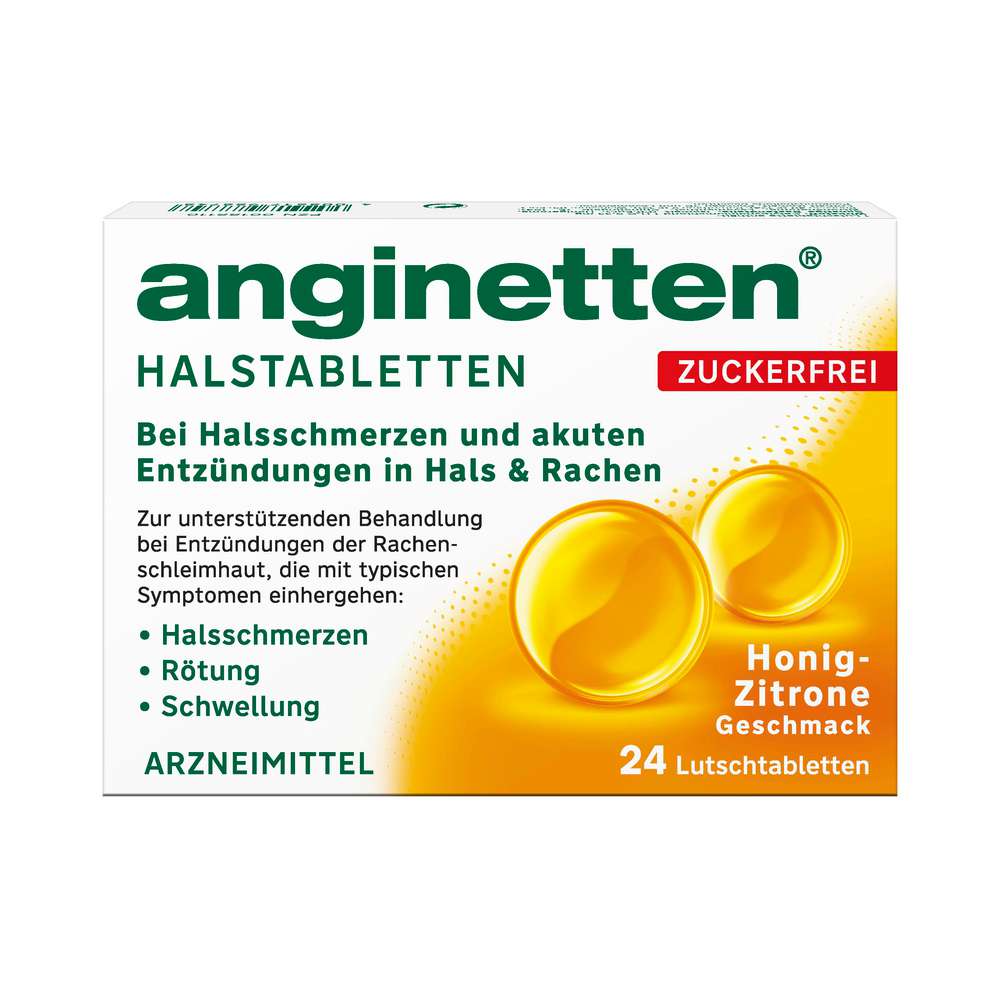 Produktabbildung Anginetten Halstabletten zuckerfrei, Honig-Zitrone